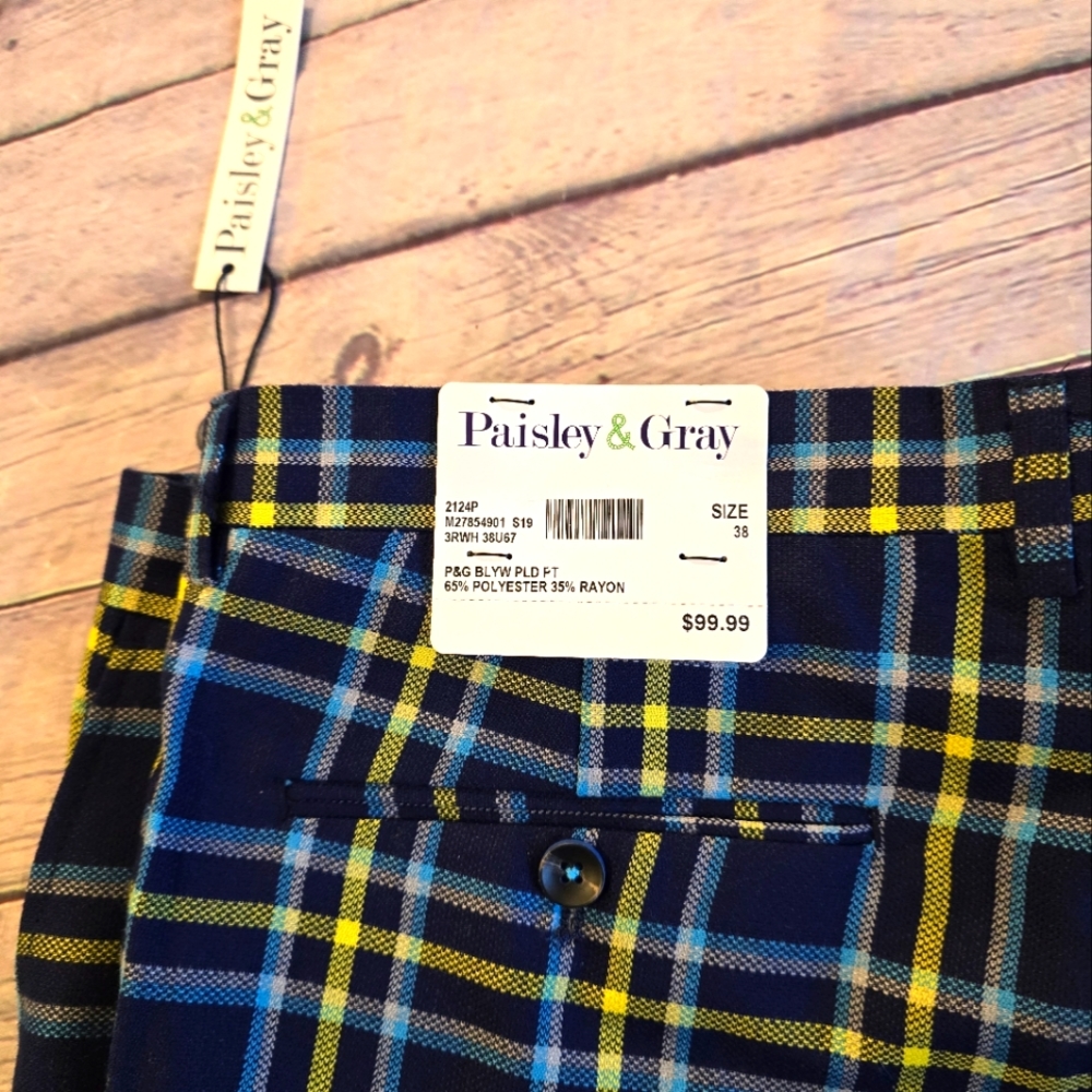 Paisley & Gray Blue and Yellow Plaid Pants